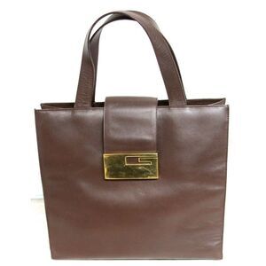 90th Y2K  Gucci BROWN GENUINE LEATHER SUEDE LINED LOGO HANDBAG PURSE SATCHEL